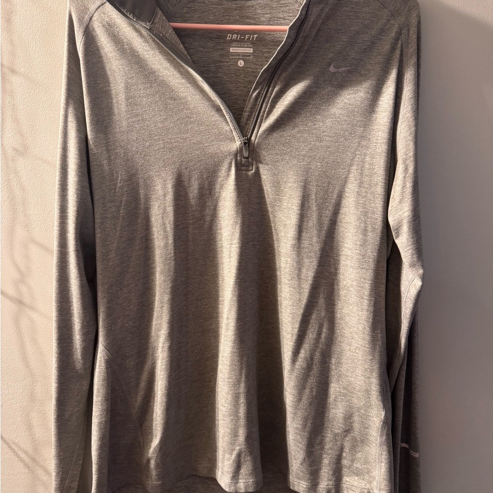 Nike Heather Gray Dri-FIT Quarter-Zip Top